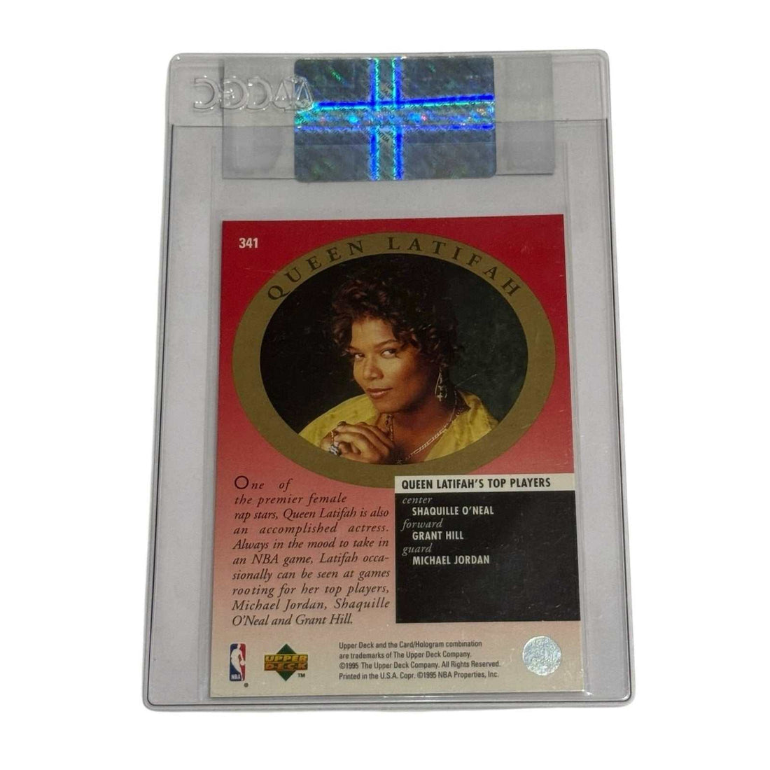 1995-96 UD Michael Jordan #341 Electric Court basketball card CGC certified authentic with Queen Latifah insert on back