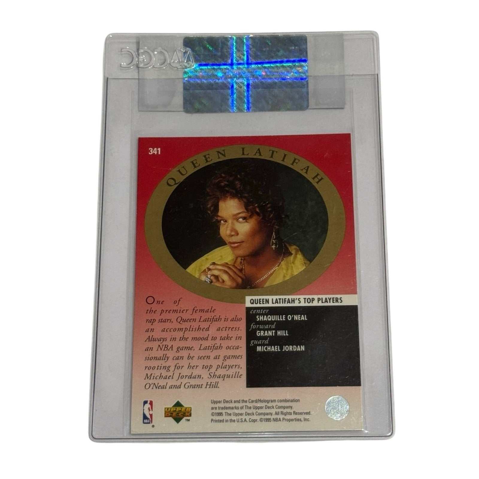 1995-96 UD Michael Jordan #341 Queen Latifah Electric Court CGC authentic basketball card back view