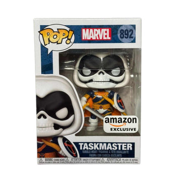 Taskmaster Funko Pop 892 Marvel Amazon Exclusive with shield and sword in collector edition packaging