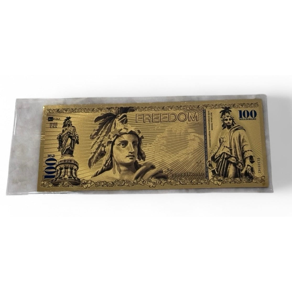 *2022 Freedom Aurum 100 Milligrams 24K Gold Foil Note Collectible Bullion Bill*!