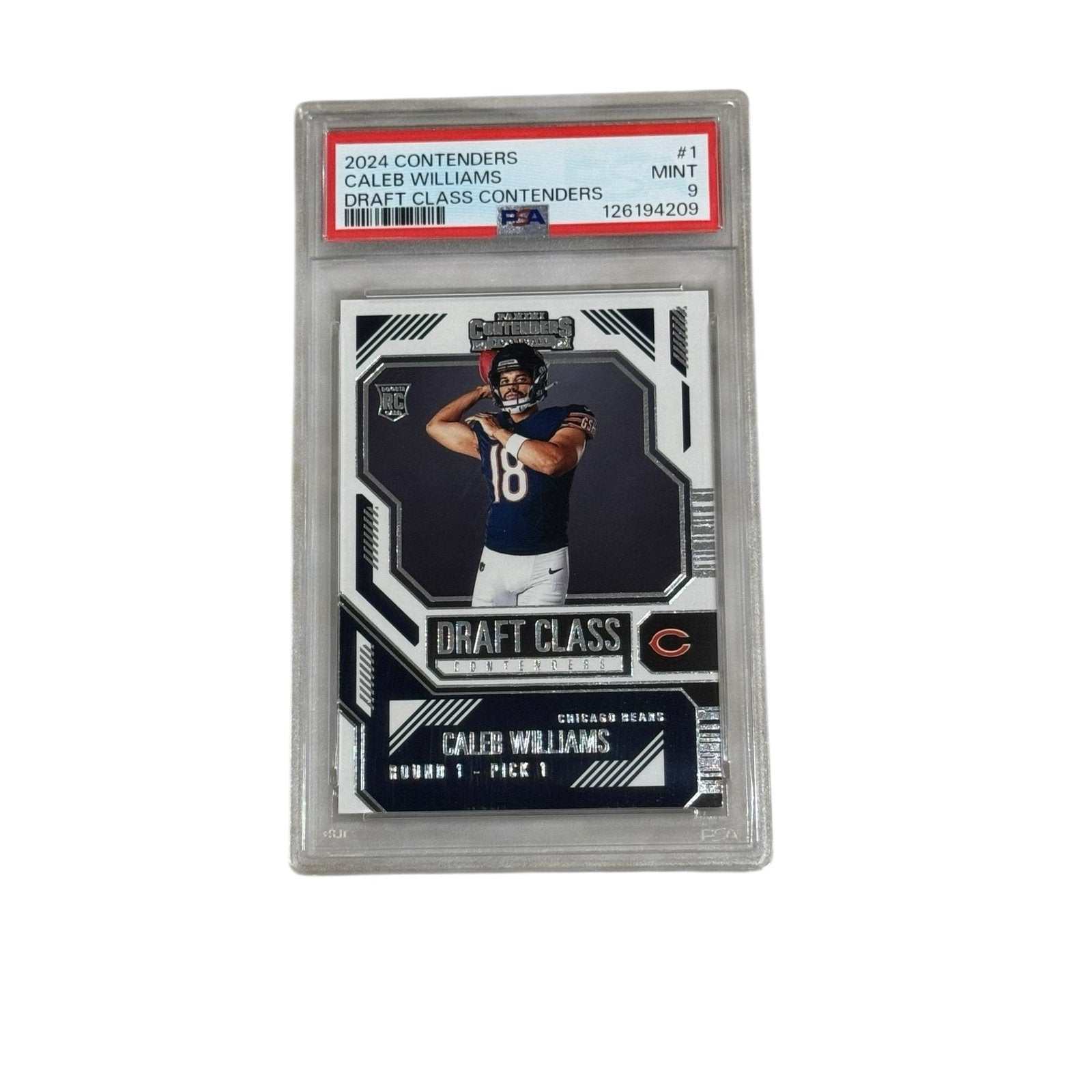 Caleb Williams 2024 Contenders Draft Class Rookie Card PSA 9 Mint Chicago Bears