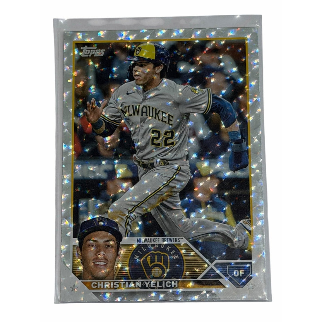 Christian Yelich 2023 Topps Holiday Silver Christian Yelich 2023 Topps Holiday Silver Glitter Foil 192 MLB Brewers NM