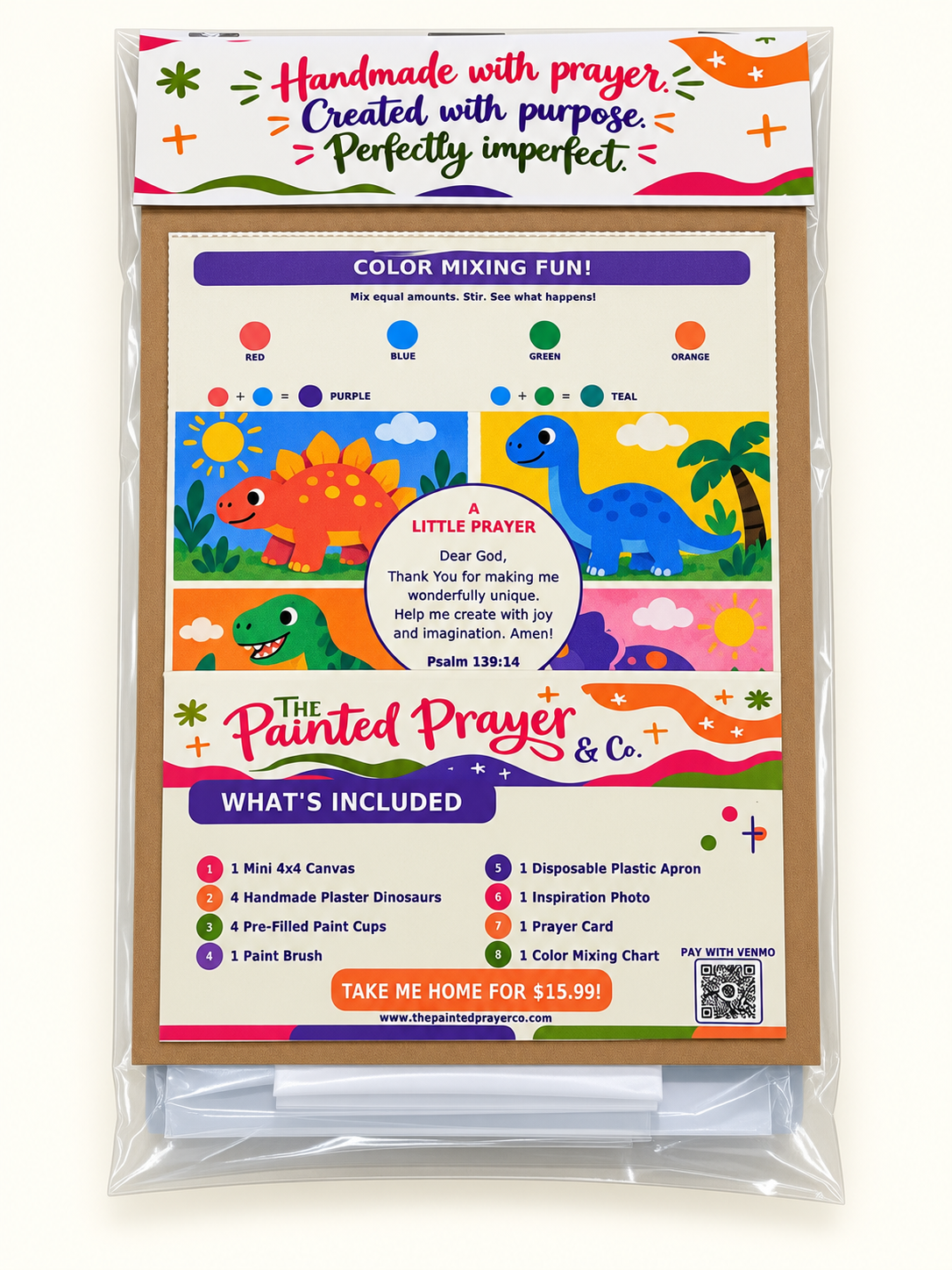 The Painted Prayer & Co Dinosaur Paint Kit 4 Plaster Animal Figures