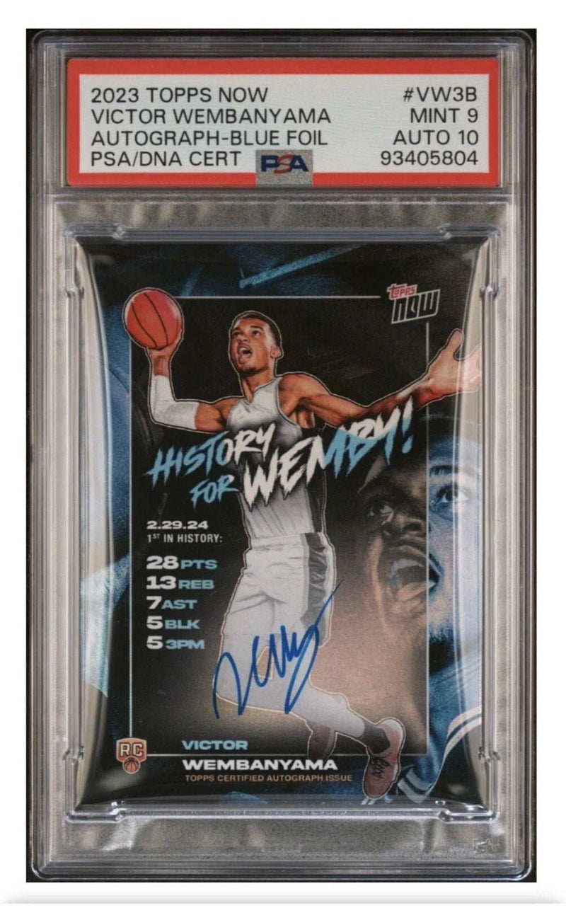 13/49 2024 Topps Now Victor Wembanyama RC autograph PSA 9 basketball card