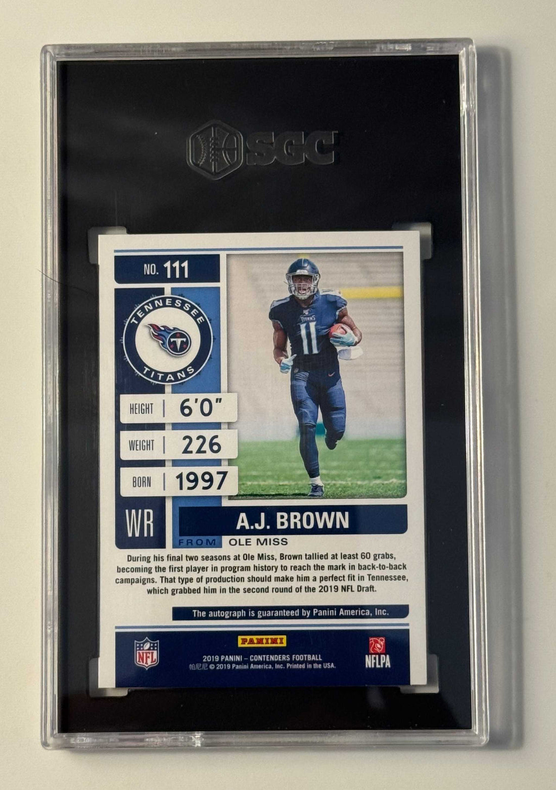 2019 Panini Contenders A.J. Brown rookie ticket autograph graded SGC 10