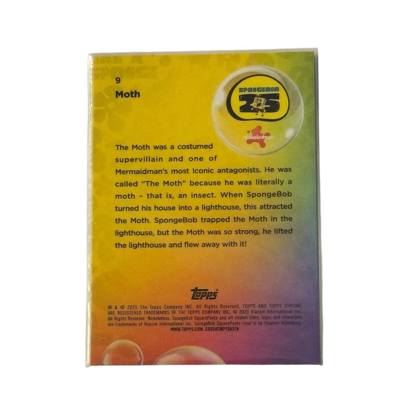 2025 Topps Chrome SpongeBob Moth #9 Bikini Bottom Villains collectible card