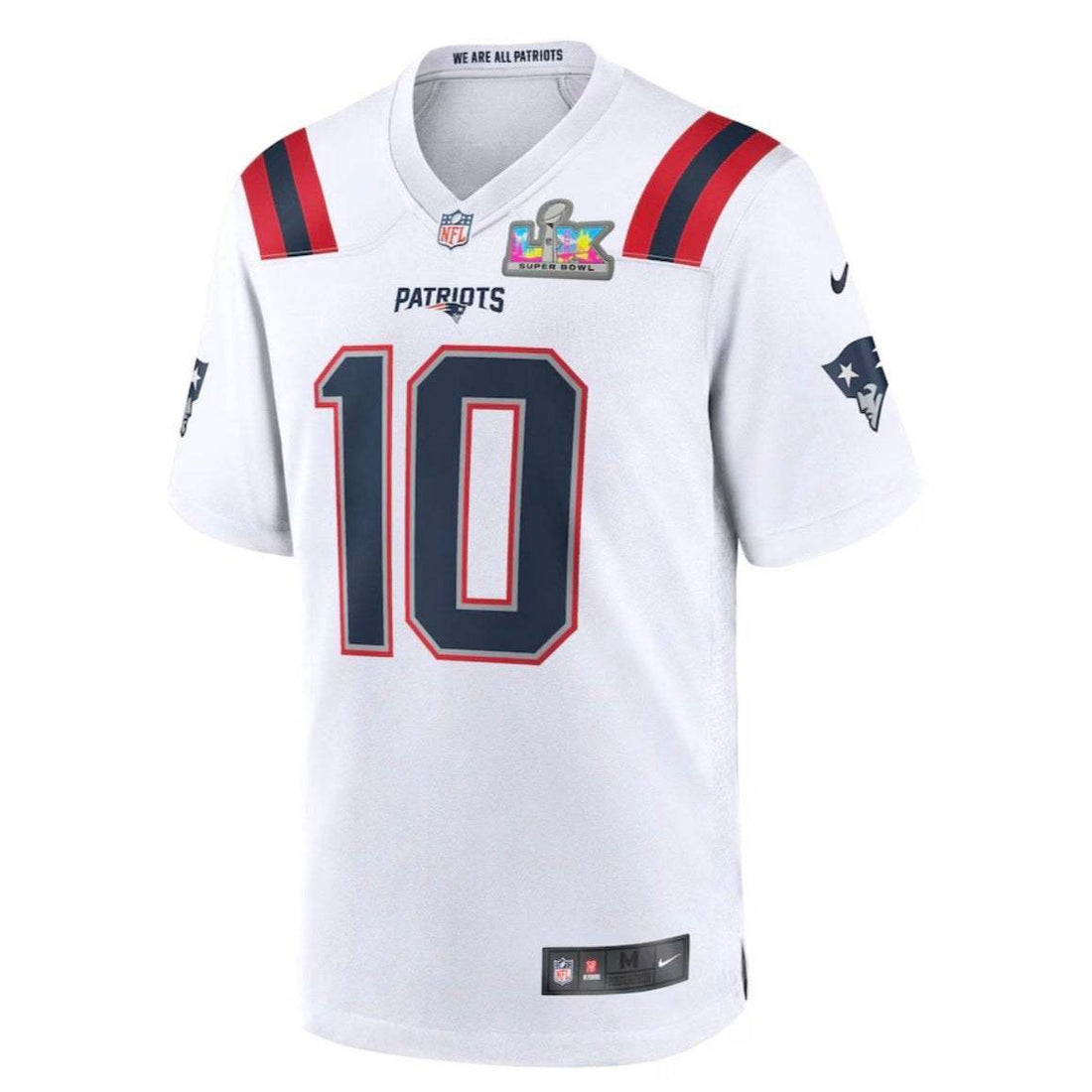 Drake Maye New England Patriots authentic white Super Bowl jersey #10 Nike size L