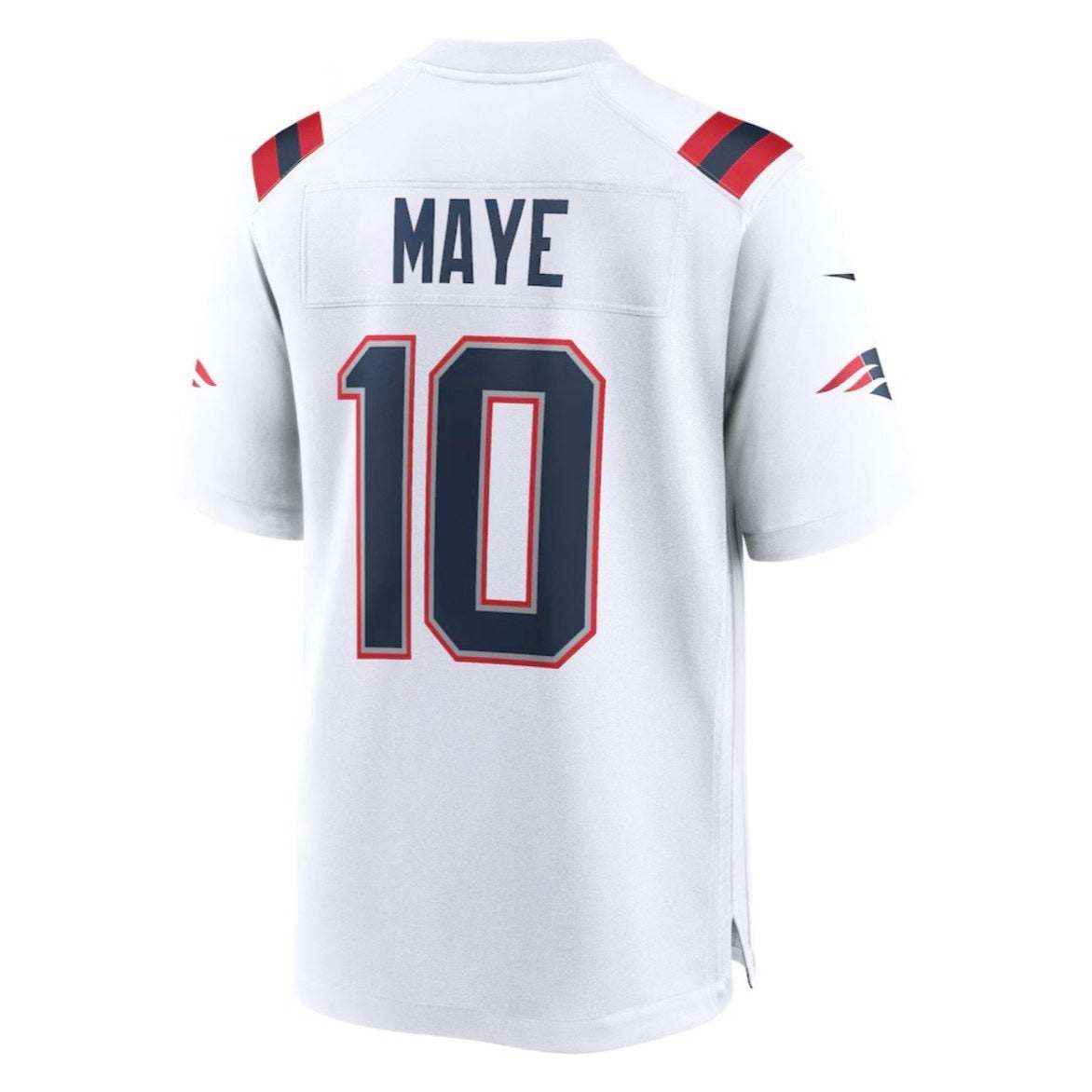 Drake Maye New England Patriots authentic white Super Bowl jersey #10 Nike size L