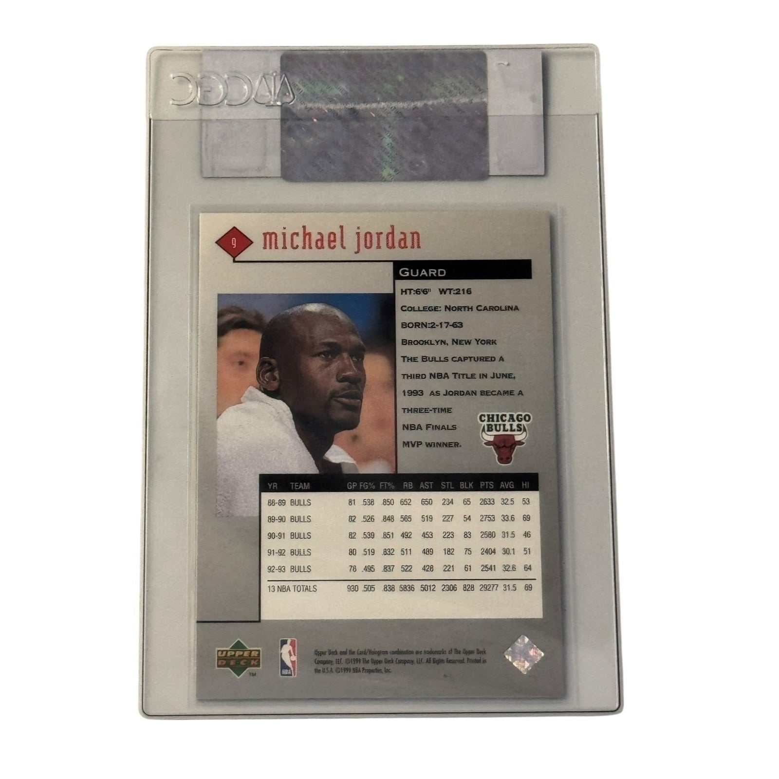 1998-99 Upper Deck Black Diamond Michael Jordan basketball card in CGC authenticated sleeve