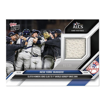95/99* ALCS NY Yankees* GAME USED BASE RELIC 2024 MLB Topps NOW Card #856