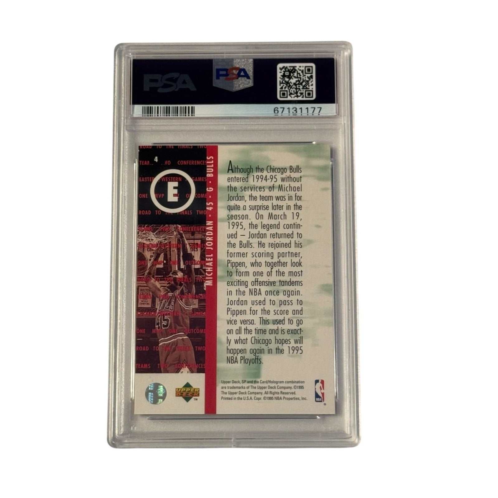 1994 Upper Deck SP Championship Michael Jordan #4 PSA 6 Chicago Bulls basketball card back view