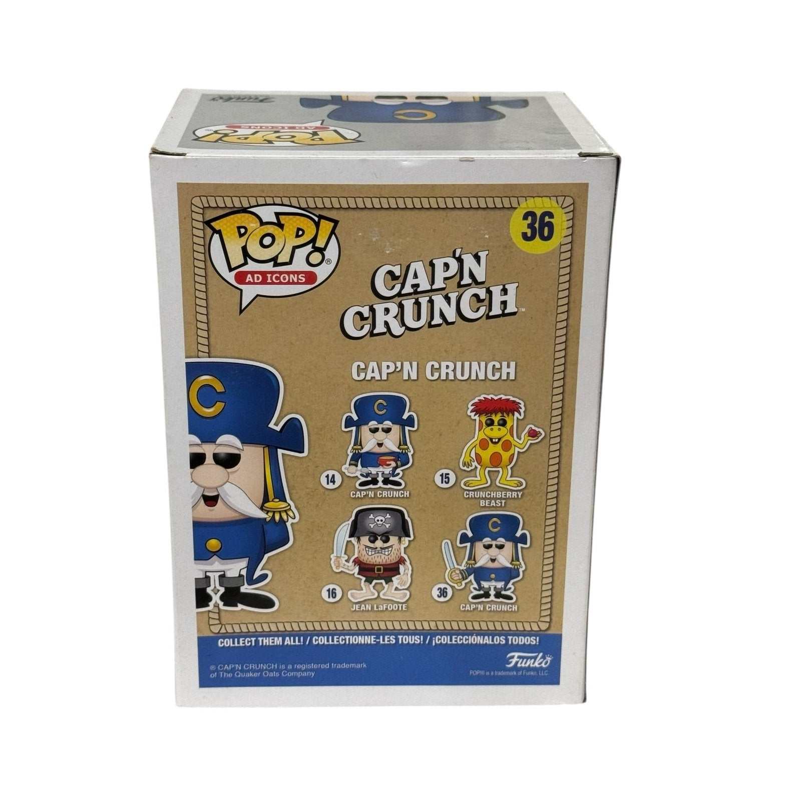 Funko Pop Ad Icons Capn Crunch vinyl figure collectible box front view with classic cereal mascot and product details