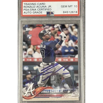 Ronald Acuna Jr 2018 Topps Update RC auto PSA GEM MINT 10 Braves baseball card