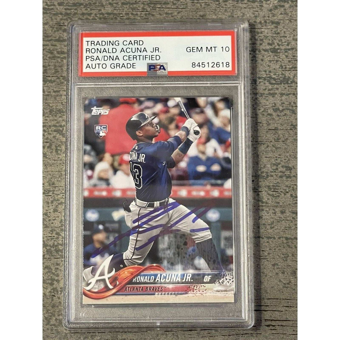 Ronald Acuna Jr 2018 Topps Update #US250 PSA Gem Mint 10 Auto RC MLB Atlanta Braves trading card