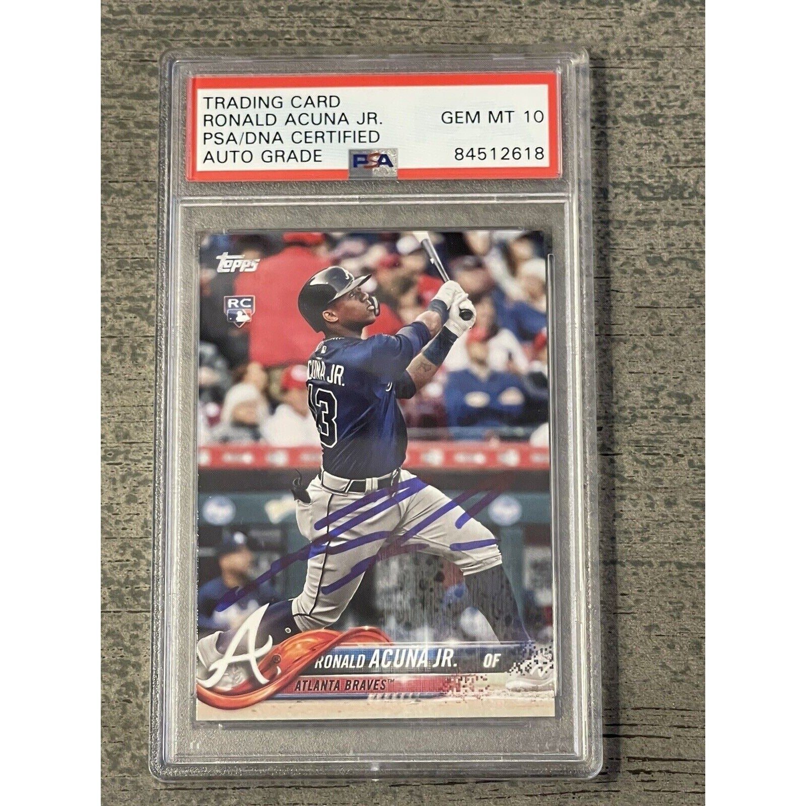 Ronald Acuna Jr 2018 Topps Update rookie card PSA GEM MINT 10 autographed Atlanta Braves baseball card
