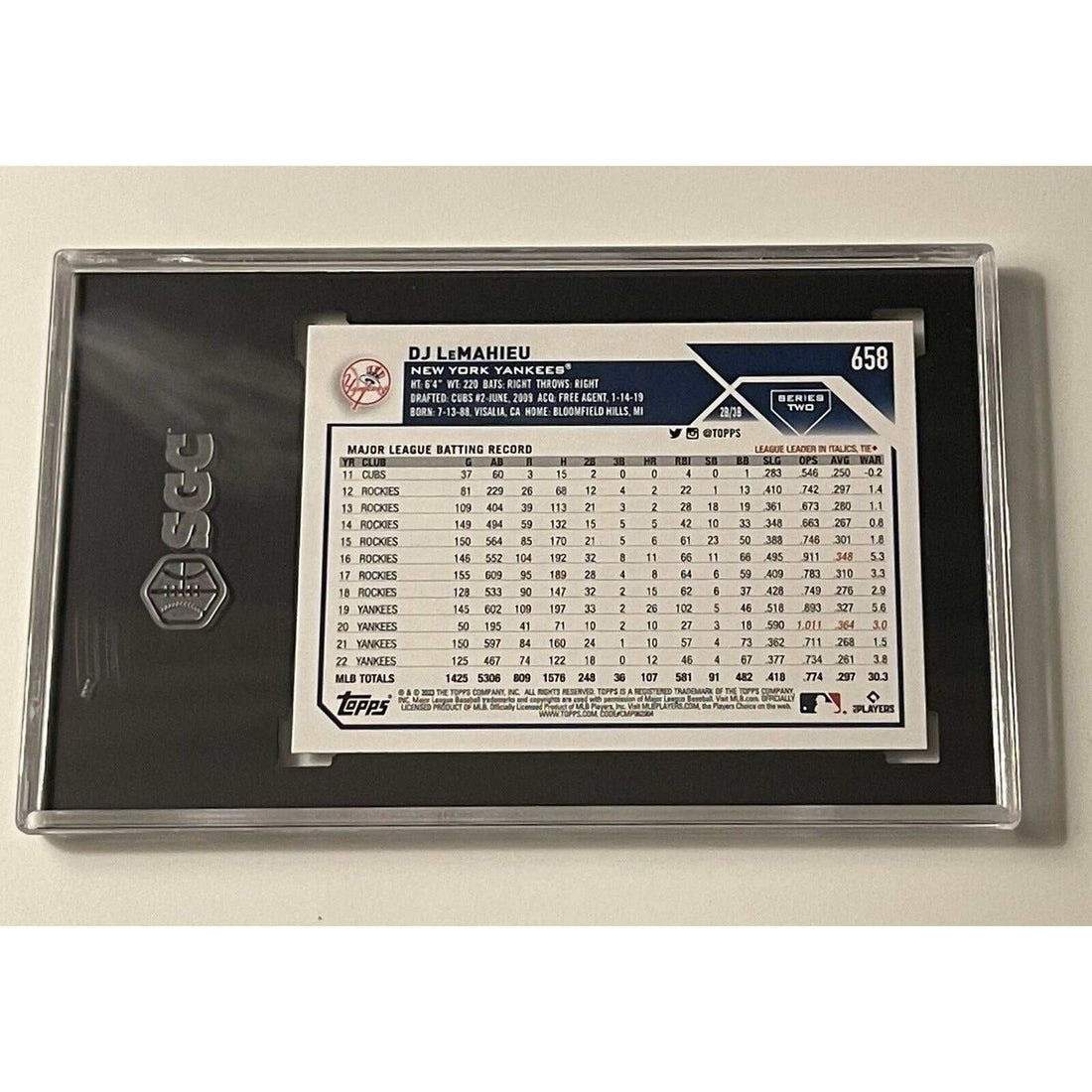 2023 Topps Series 2 DJ LeMahieu New York Yankees PSA 9 graded baseball card with Purple Ice parallel
