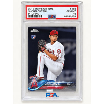 Shohei Ohtani RC 2018 Topps Chrome #150 Pitching Rookie PSA 10 MLB LA Angels — original photo 1