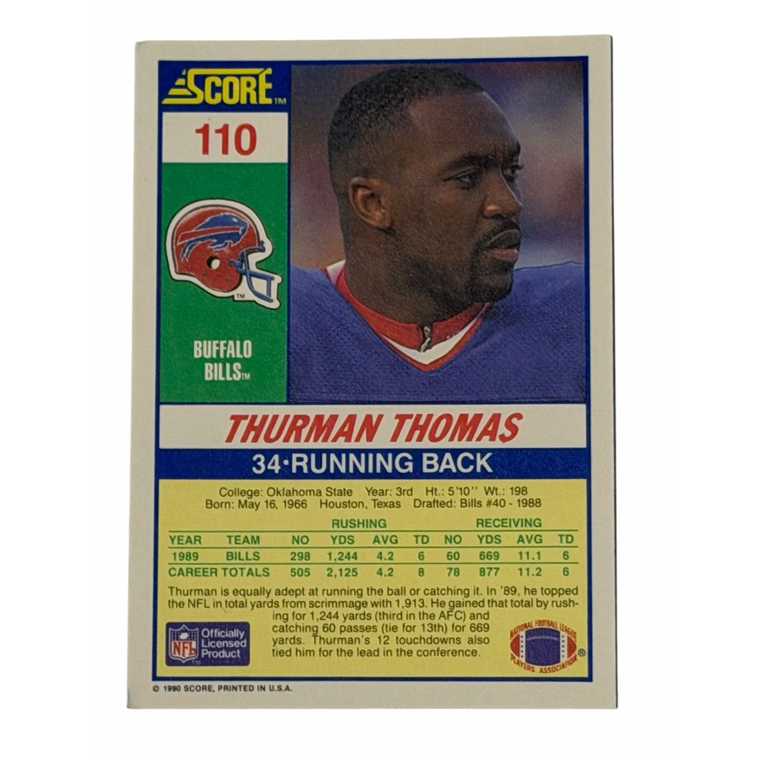 Vintage Thurman Thomas NFL Buffalo Bills Vintage Thurman Thomas NFL Buffalo Bills 1990 Score 110 HOF Football Card