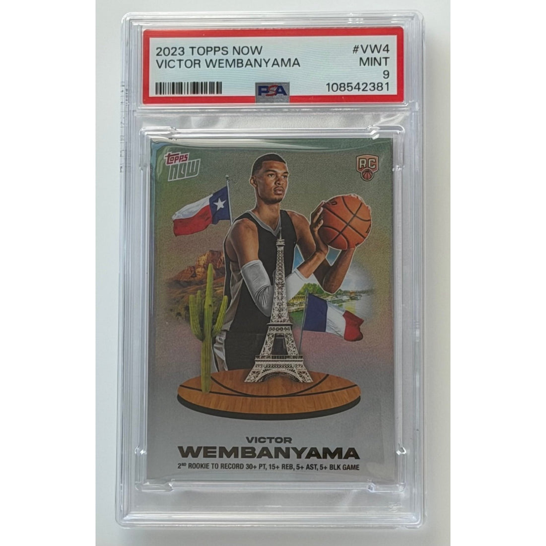 ONLY 7742 Printed Victor Wembanyama RC 2023-24 Topps NOW VW-4 PSA 9 Spurs