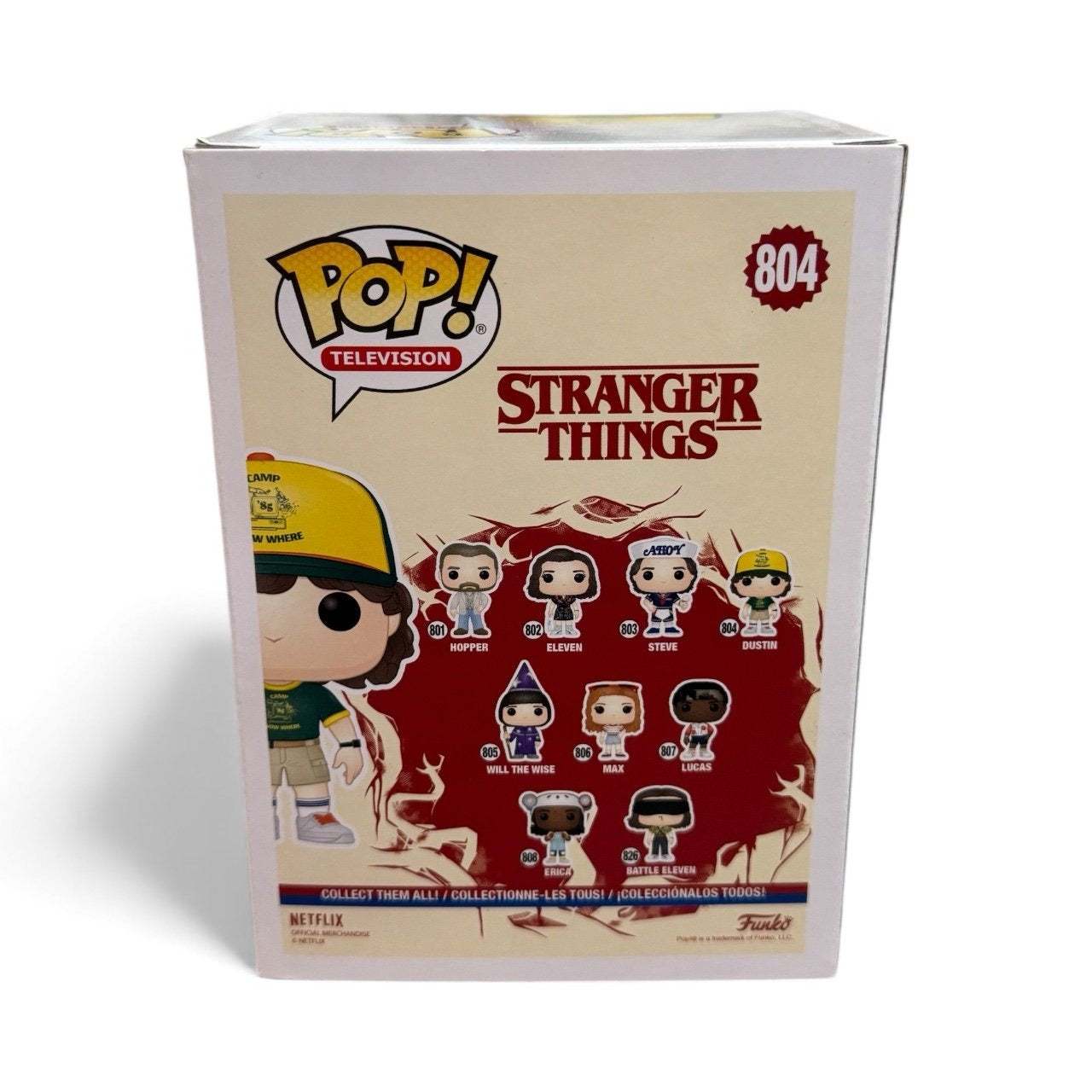 Funko Pop Stranger Things Dustin #804 Walmart Exclusive sealed box back view