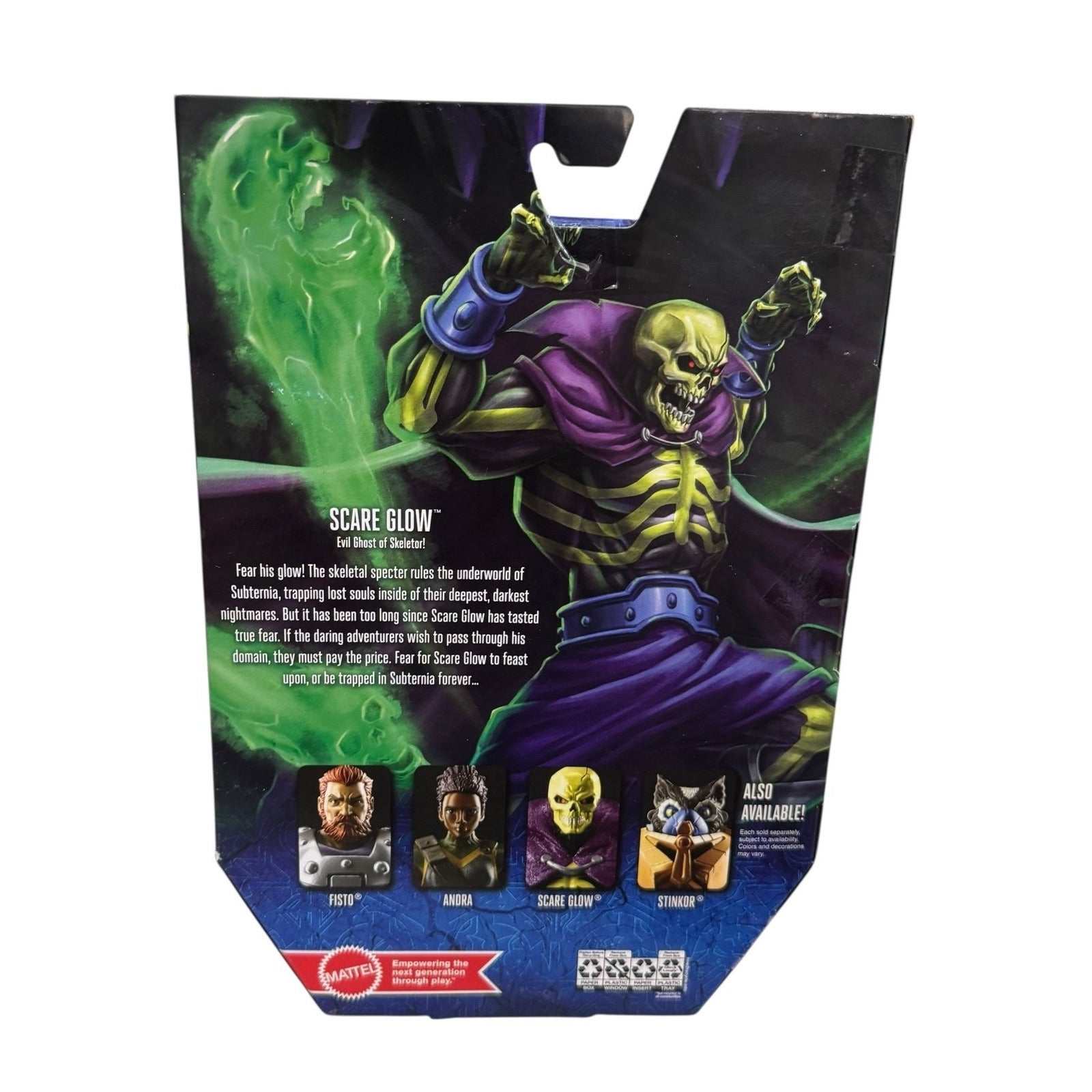 SEALED Masters of the Universe Revelation Scare Glow action figure by Mattel with glow-in-the-dark details and original Netflix packaging