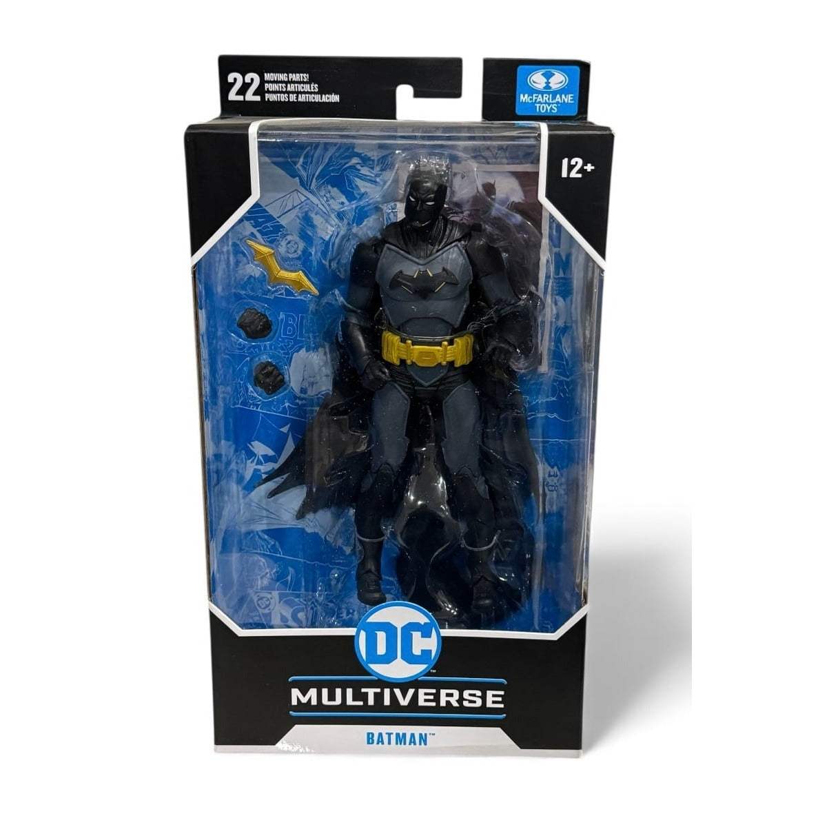 McFarlane DC Multiverse Batman Future State 7-inch action figure with 22 points of articulation and yellow Batarang accessory in sealed packaging