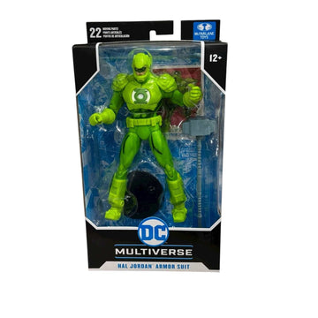 McFarlane DC Multiverse Hal Jordan Armor Suit 7 inch action figure in factory-sealed packaging with green armor and accessories