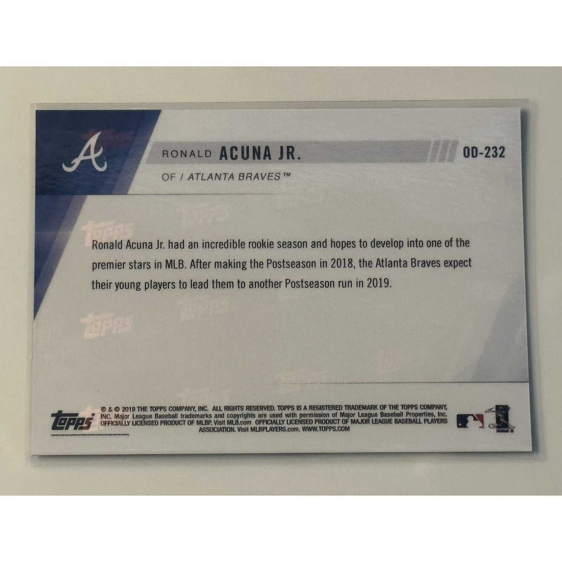 2019 Topps Now Ronald Acuna Jr Atlanta Braves baseball card near mint condition