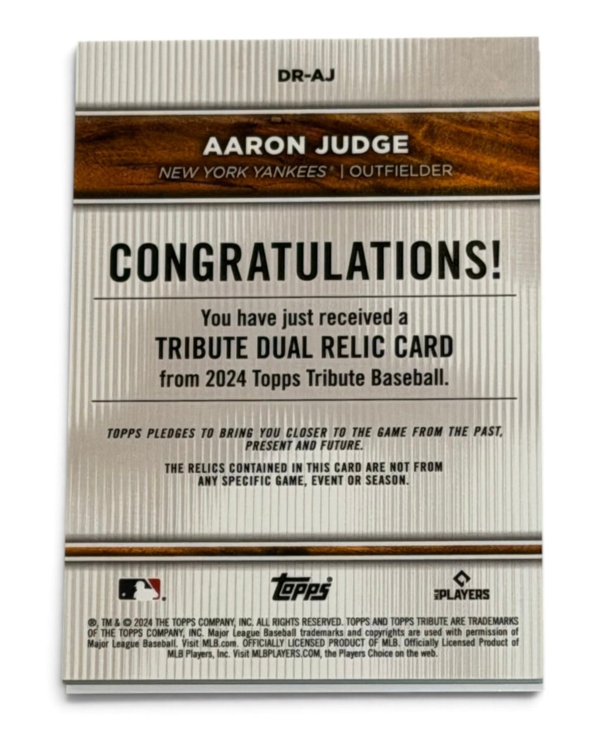 2024 Topps Tribute Aaron Judge Blue Dual Game-Used Relic 86/150 MLB Yankees back