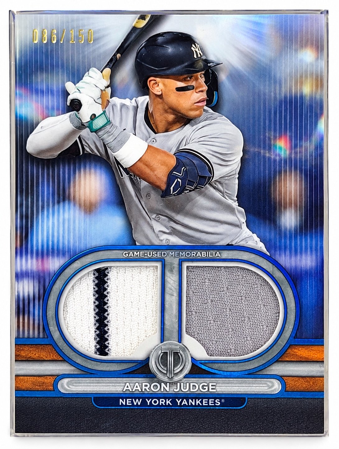 2024 Topps Tribute Aaron Judge Blue Dual Game-Used Relic 86/150 MLB Yankees front