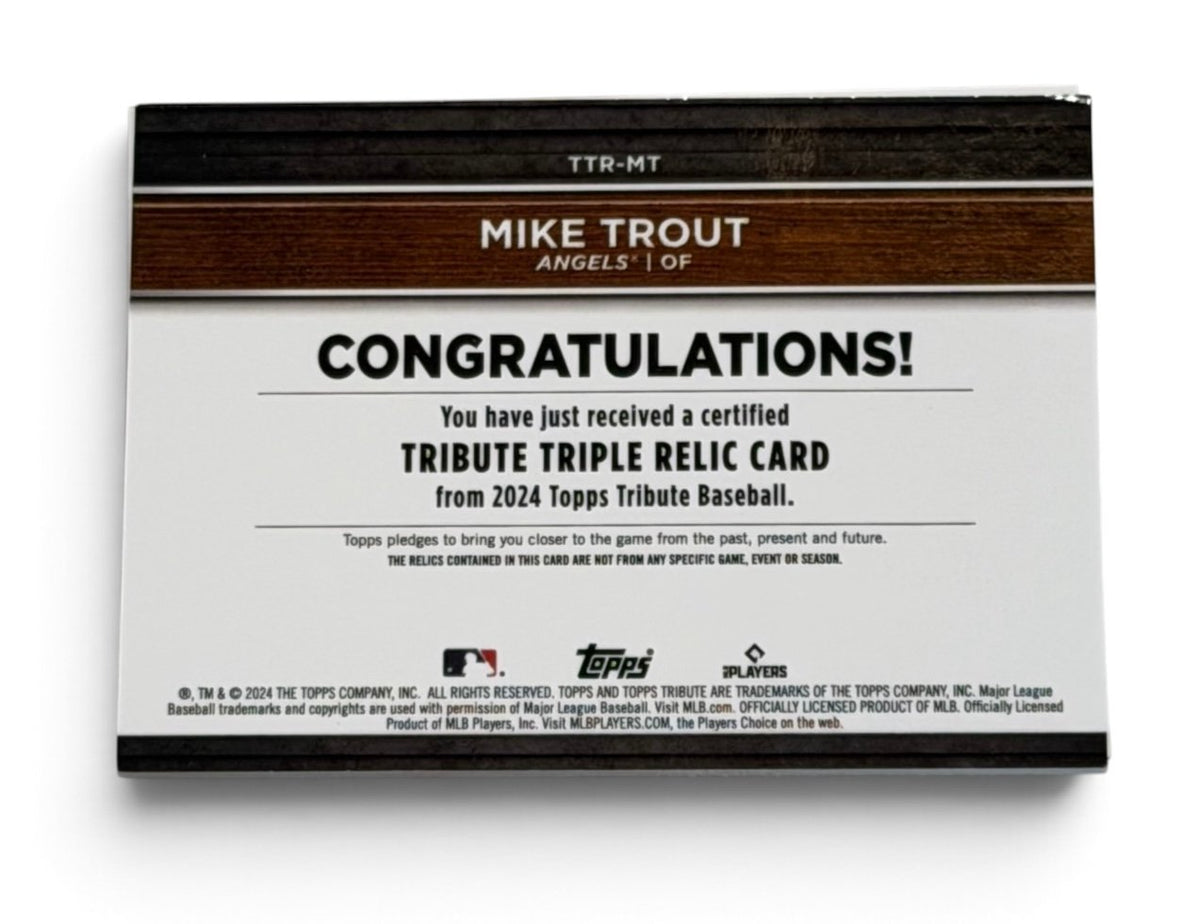 2023 Topps Tribute Mike Trout Green Triple Game-Used Relic 21/99 MLB Angels back