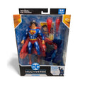McFarlane DC Multiverse Superman Justice League Task Force action figure in sealed packaging with accessories and trading card