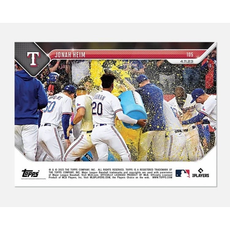 ONLY 278 Printed Jonah Heim 2023 Topps NOW #105 Walk Off HR MLB Texas Rangers