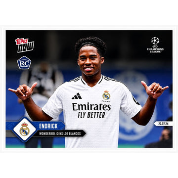 6998 PR NM 2024 Topps NOW Endrick RC 142 Wonderkid Joins Los Blancos Real Madrid