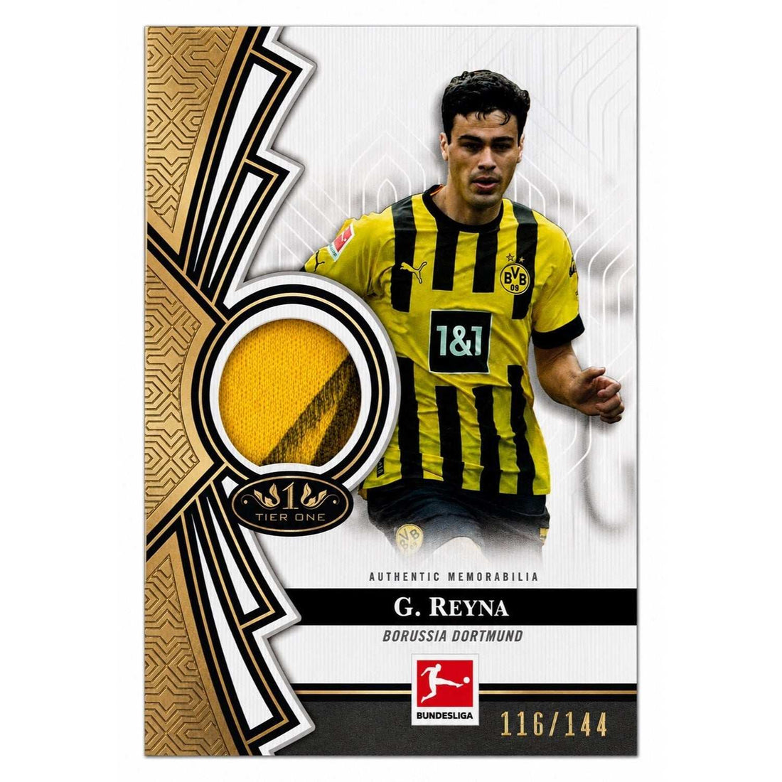 144 Gio Reyna NM Tier One /144 Gio Reyna NM Tier One Relic Patch Borussia Dortmund Bundesliga Soccer Card