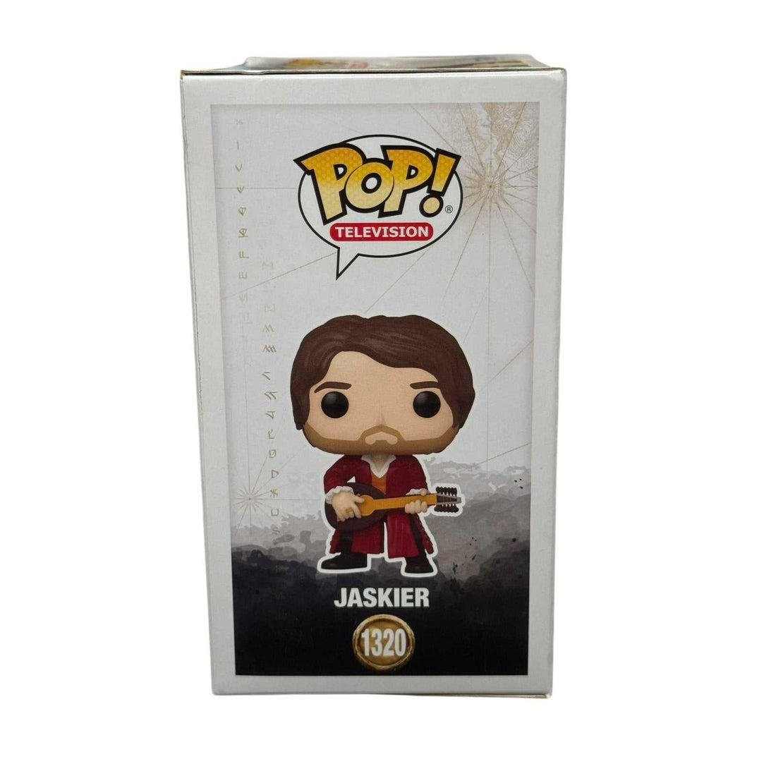 Jaskier Funko Pop 1320 collectible figure from The Witcher Netflix edition with lute accessory in packaging