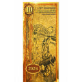 2024 New Hampshire Goldback $10 note with 1/100 oz 24K gold Prospector design