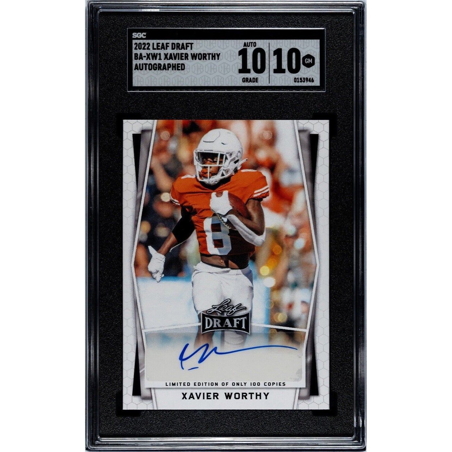Only 100 XAVIER WORTHY RC AUTO Parallel LIMITED Texas/CHIEFS ROOKIE - SGC 10 GM