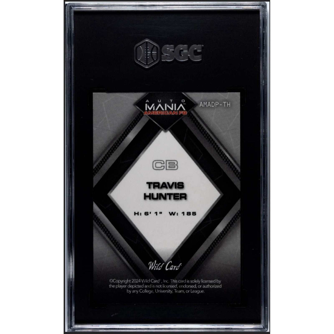 Travis Hunter 2024 Mania American PRC Heisman Winner football card graded SGC 10, limited 3/5 edition