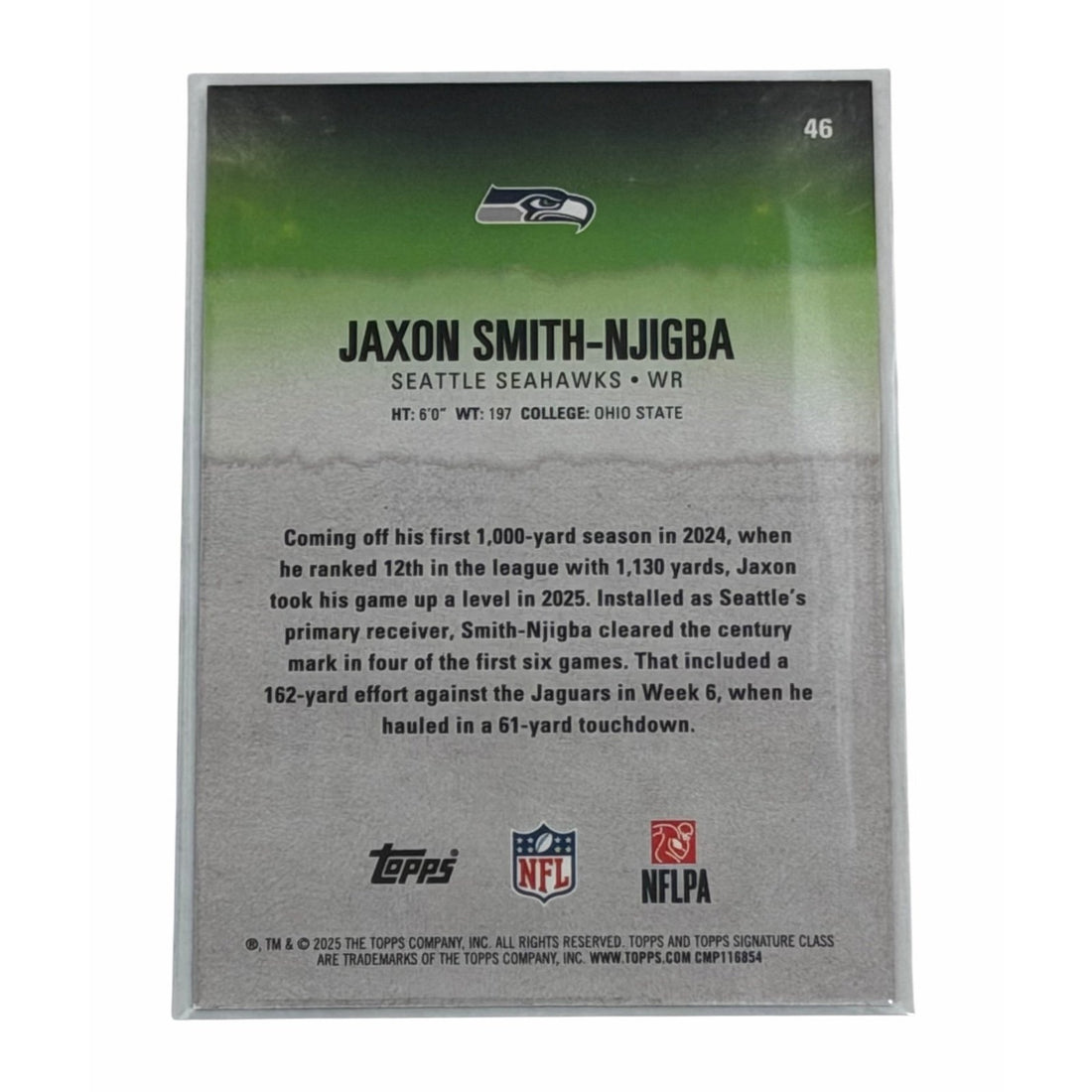 NFL Seattle Seahawks Jaxon Smith-Njigba 2025 NFL Seattle Seahawks Jaxon Smith-Njigba 2025 Topps Signature Class Card 46