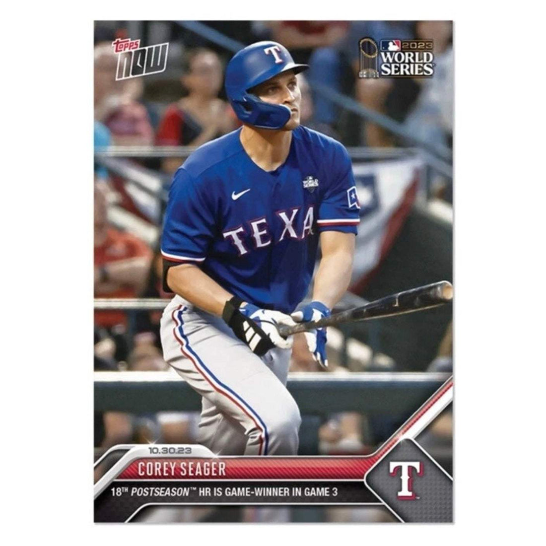 World Series 2023 Corey Seager Texas Rangers game-winning home run Topps NOW baseball card