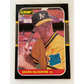 1987 Leaf Mark McGwire #46 Rated Rookie Oakland Athletics baseball card, front
