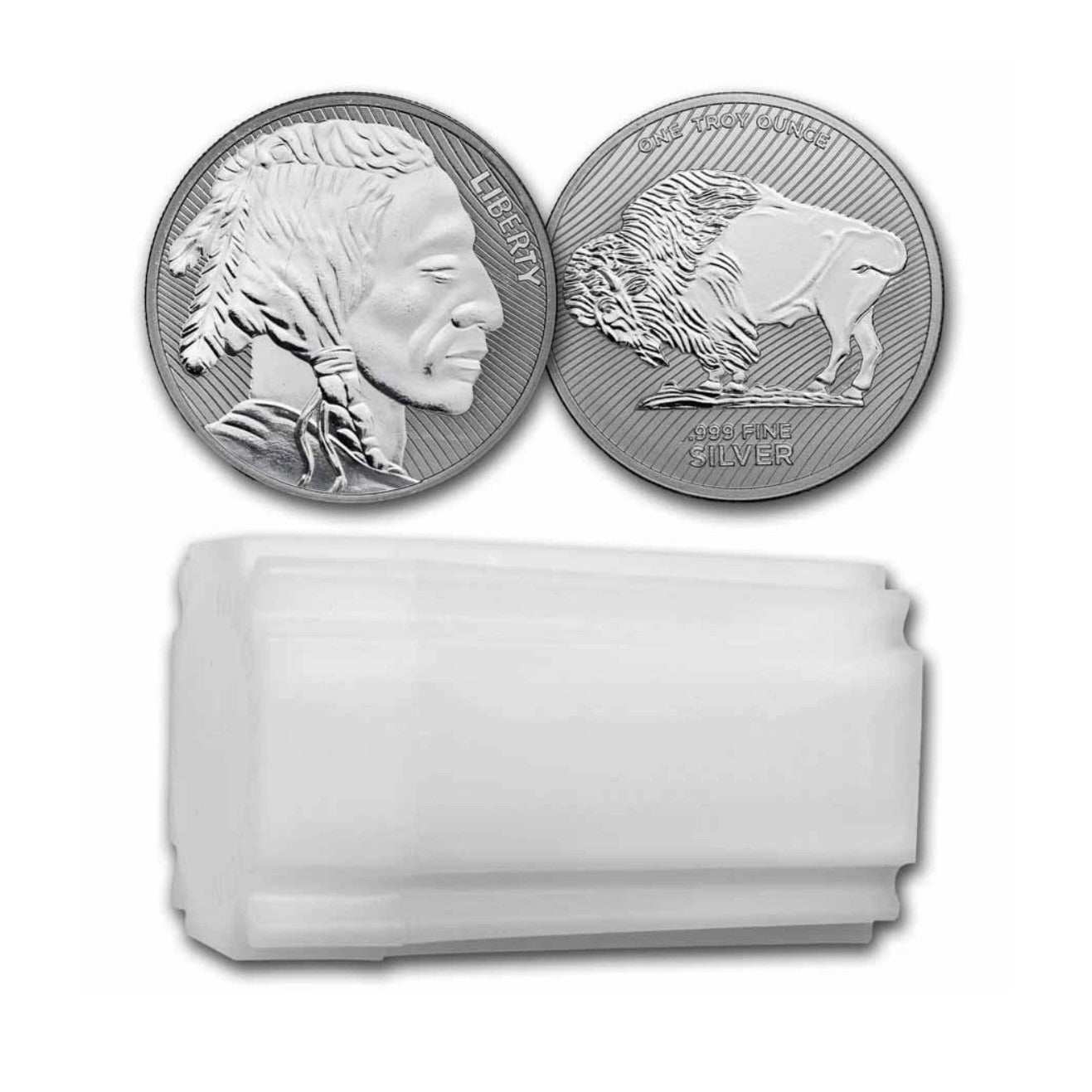 Tube of 20x 1 oz .999 fine silver Buffalo Rounds sealed roll for investment