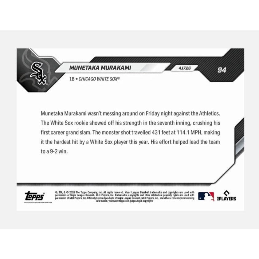 4450 Printed Munetaka Murakami RC 2026 MLB Topps NOW 94 Grand Slam MLB White Sox
