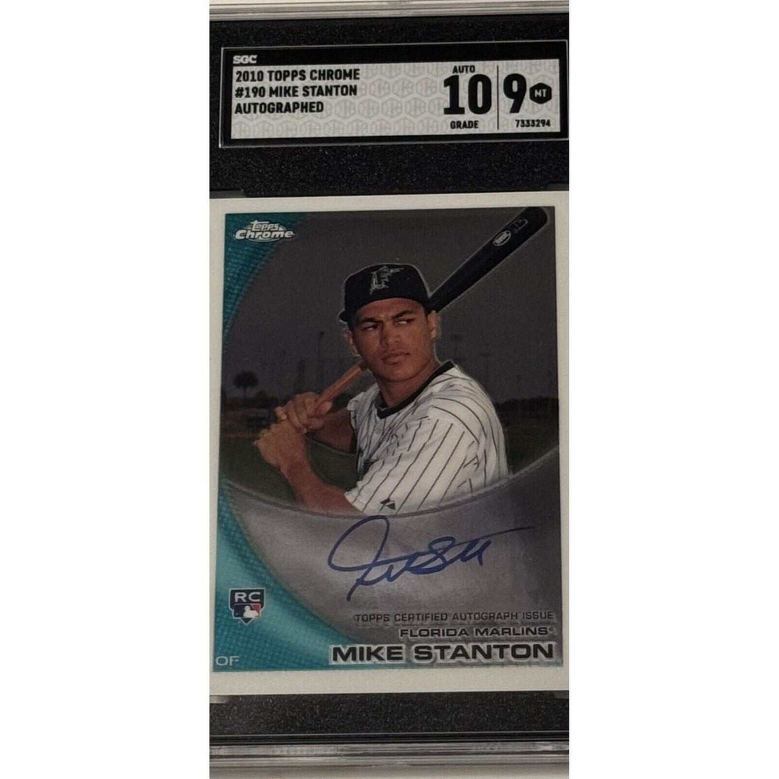 GiancarloMike STANTON RC AUTO 2010 Topps Chrome Rookie #190 NY Yankees SGC 9/10 baseball card with autograph
