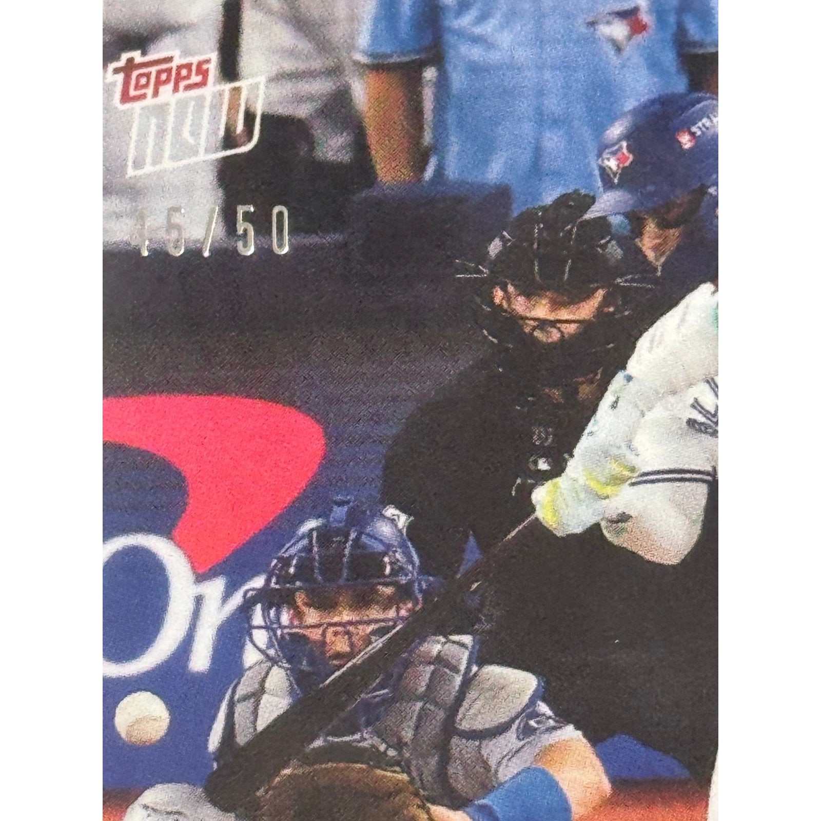 Limited edition 15/50 Bo Bichette 2025 Topps Now World Series Gold Blue Jays baseball card