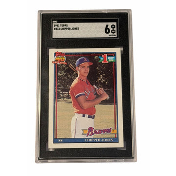 Chipper Jones RC 1991 Topps #333 SGC 6 MLB Atlanta Braves Rookie #1 Draft Pick