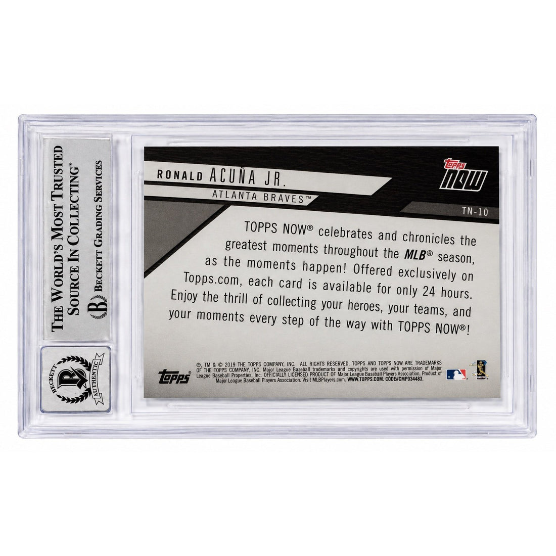 Ronald Acuña Jr. RC Auto 10 2019 Topps Now Review #TN10 Braves Beckett Authentic