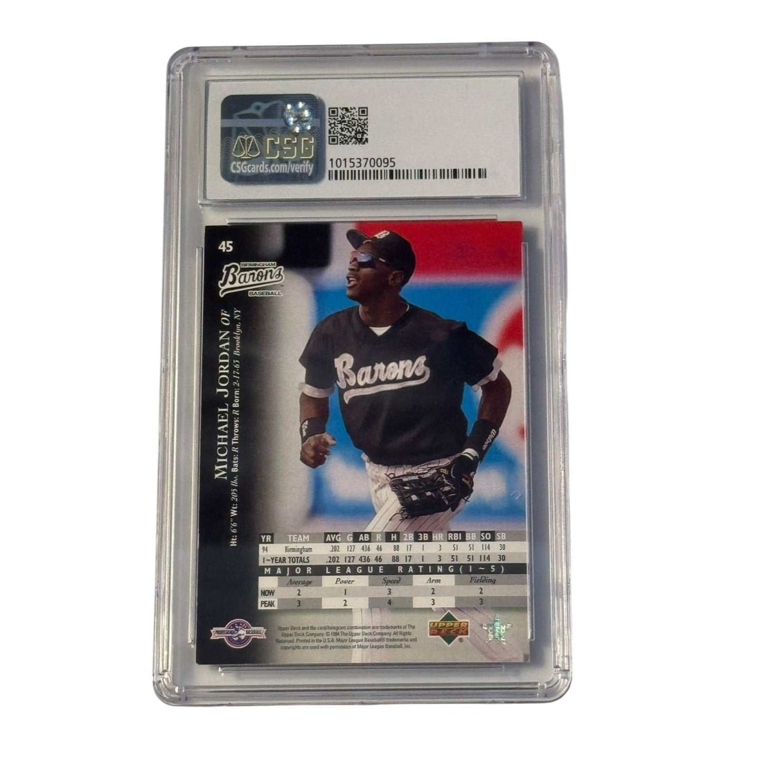 1995 Upper Deck Minors Michael Jordan #45 CSG 8 Baseball card Birmingham Barons in slab