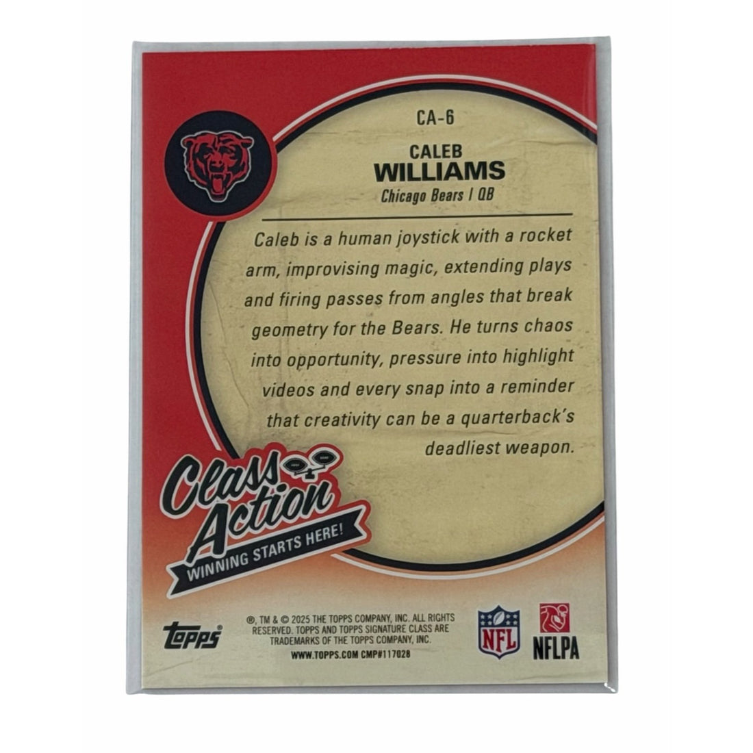 NFL Chicago Bears Caleb Williams Class NFL Chicago Bears Caleb Williams Class Action Insert 2025 Topps Signature Class